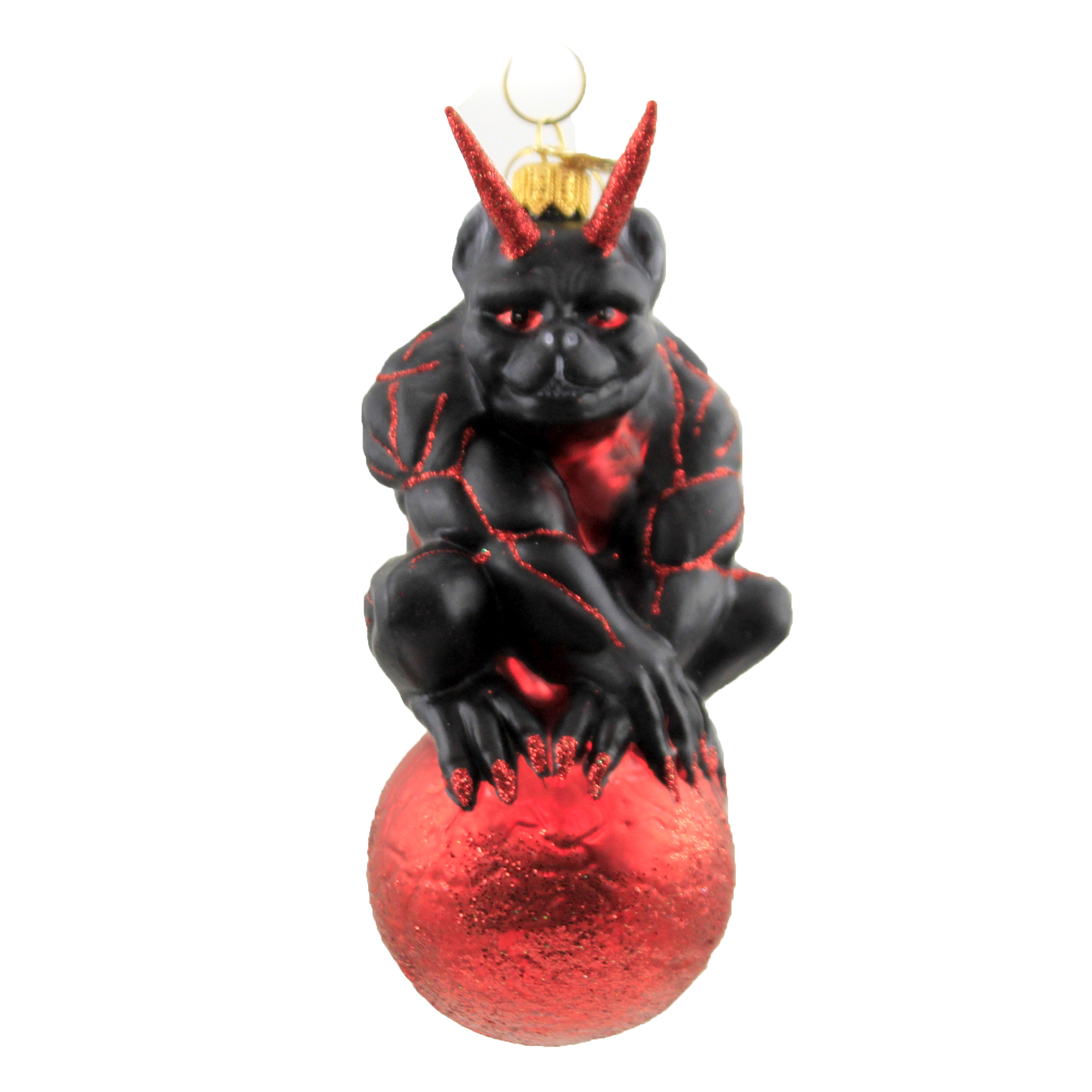 Morawski Red & Black Gargoyle Glass Ornament Halloween Gothic 19750 Red