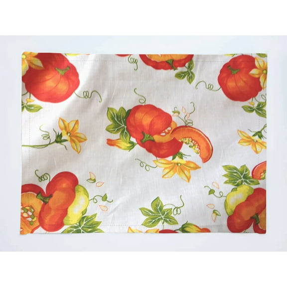 Pumpkins Slices Print Cotton Dinner Table Placemats Holiday Home Decoration 13" x 19" (Pack of 4)