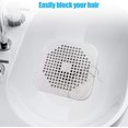 thumbnail image 5 of Tapa de drenaje cuadrada para ducha 5.7 pulgadas TPR Recogedor de cabello Tapón de silicona plano para baño y cocina Filtro gris / blanco Protección de drenaje de ducha Fl, 5 of 5