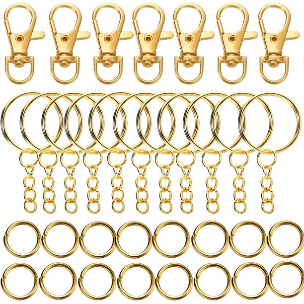 Juego de ganchos y llaveros giratorios, conectores de anillos de salto de cadena para llavero DIY, cordón, suministros para fabricación de joyas, 70 piezas