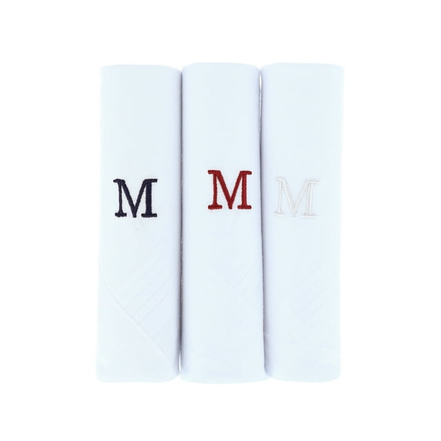 Umo Lorenzo Cotton Boxed Initial Alphabet Handkerchiefs (Pack of 3) (Men's)