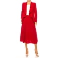 thumbnail image 3 of Women's Solid 2-Piece Set Open Front Blazer and Matching Midi Skirt, 3 of 8