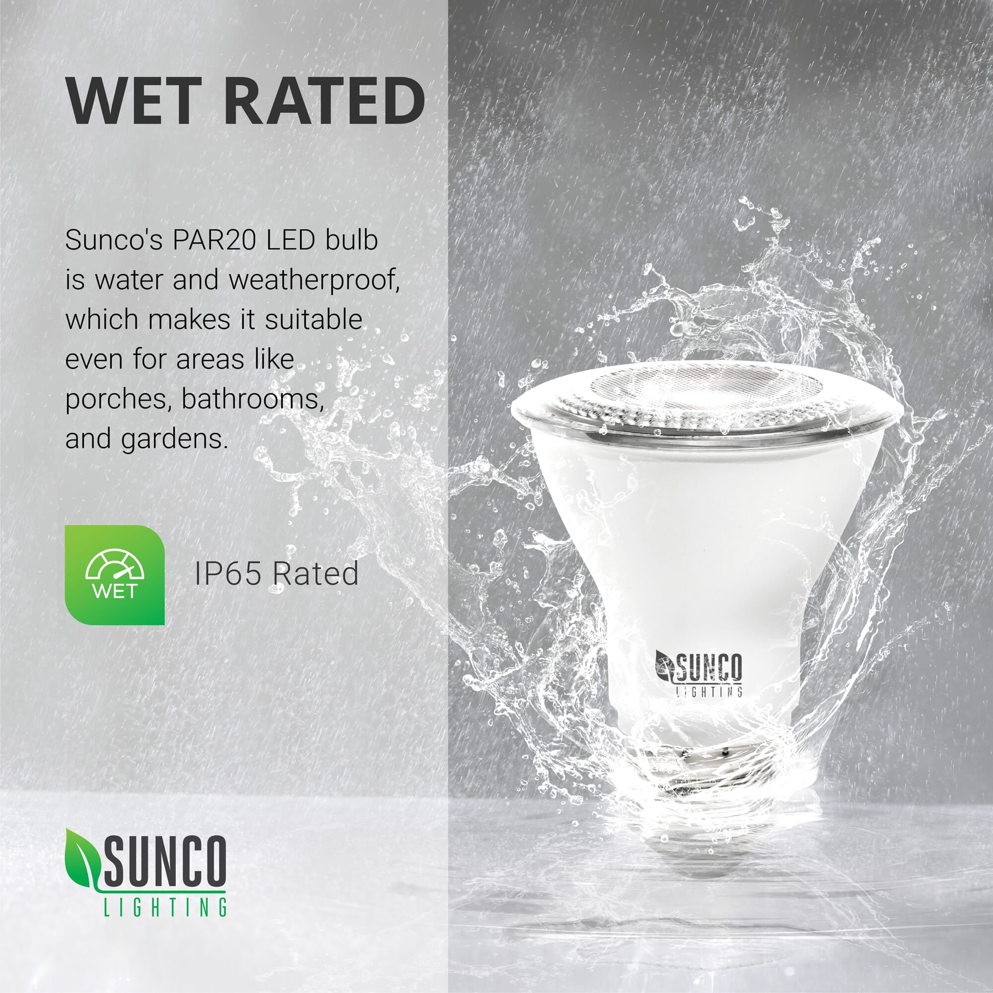 Sunco Lighting 10 Pack PAR20 LED Bulb, 7W=50W, Dimmable, 5000K Daylight, 470 LM, E26 Base, Indoor/Outdoor Spotlight, Waterproof - UL