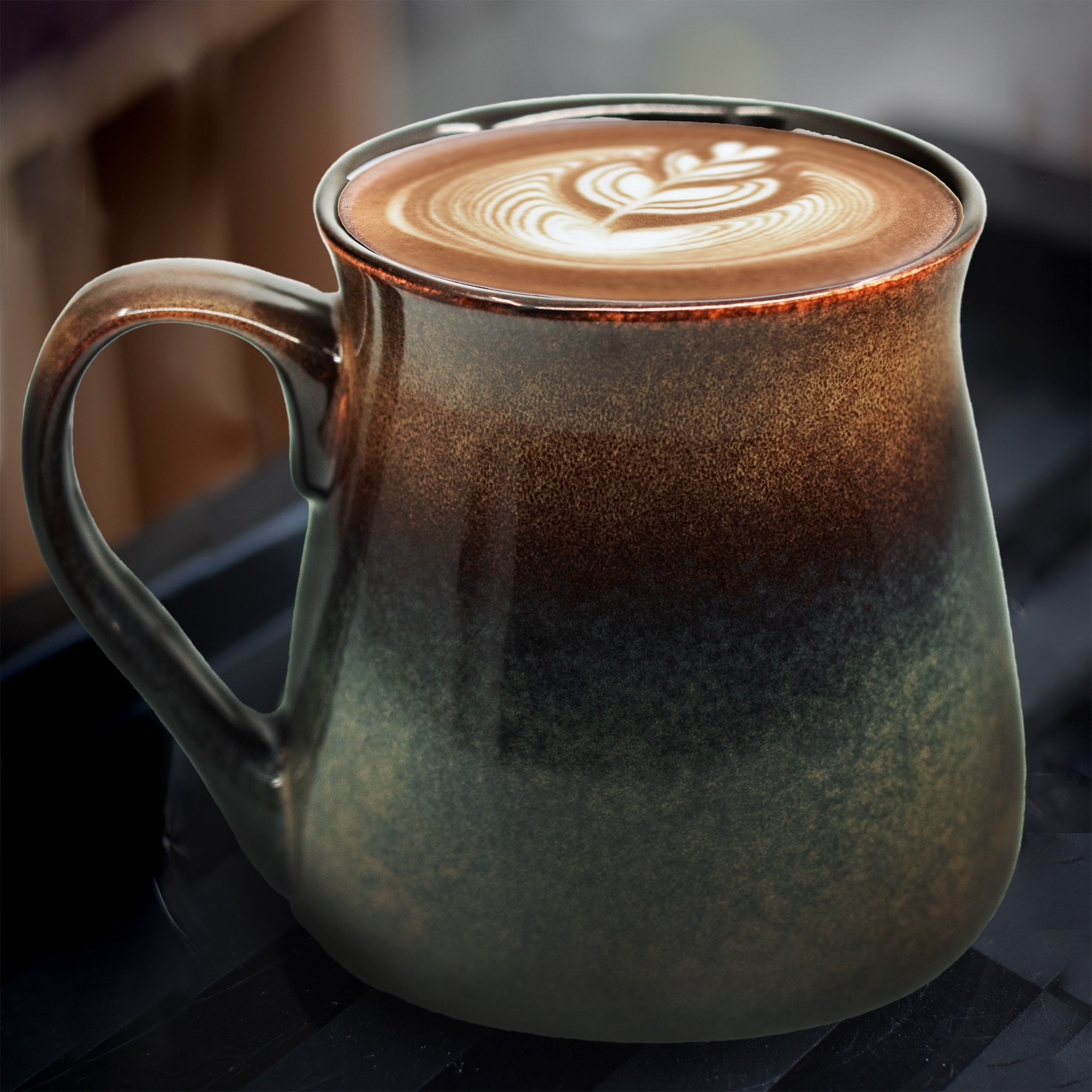 Large Pottery Coffee Mug 24 oz - Oversized Tea Cup - Ceramic Soup Mug with  Handle - 1 PCS (Green to Blue) - ecodesign-us