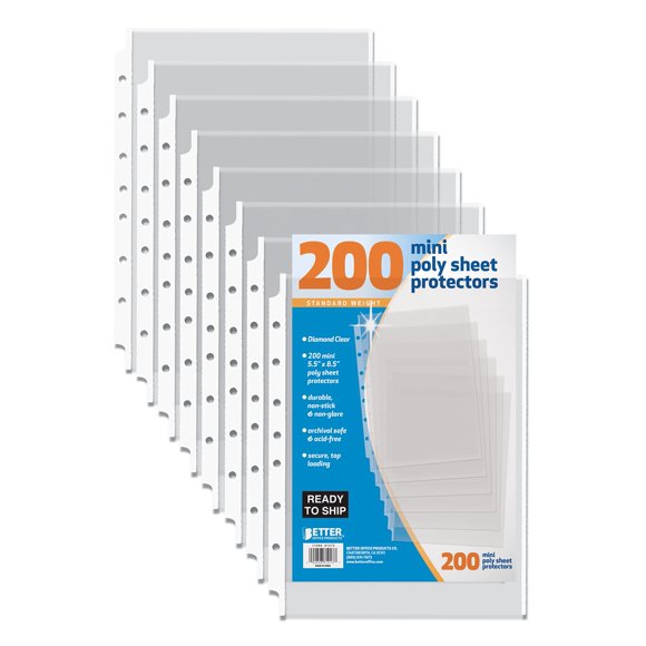 Protectores de sábanas Better Office Products, paquete de 200 unidades, 5,5 x 8,5 cm