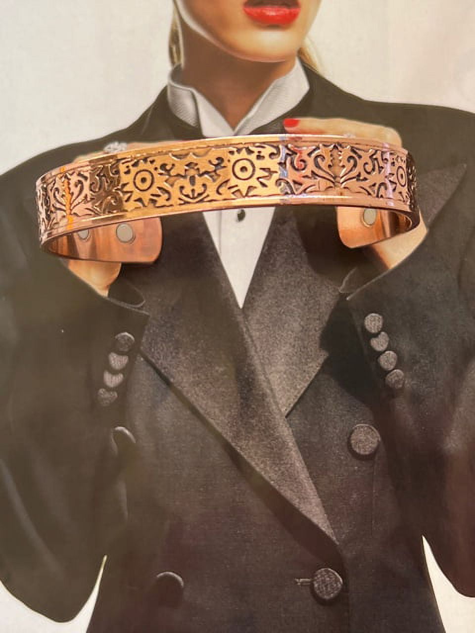Men's 8 Inch Solid Copper Magnetic Cuff Bracelet CBM1006 - 1/2 an inch wide. 6 magnets.
