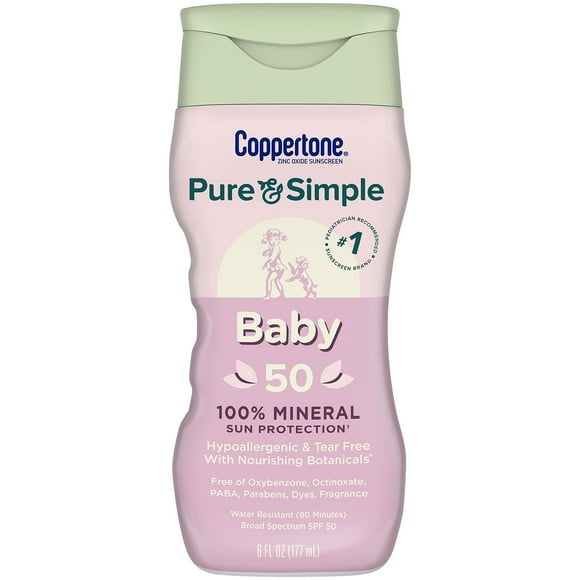 Loción de protección solar Coppertone Pure and Simple Baby SPF 50 177 ml