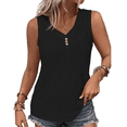 thumbnail image 3 of Camiseta Sin Mangas para Mujer, Conjuntos de Verano, Camisetas con Cuello en V, Camisetas Modernas con Ojales, Ropa Básica Sin Mangas para Vacaciones en la Playa Negro XXL, 3 of 7