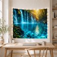 thumbnail image 4 of Forest Waterfalls Cascading Into Luminous Pool, Serene Fantasy Style for Nature Lovers, Waterfall Wall Decor Housewarming Gift, Tapestry Wall Hanging for Bedroom and Living Room, 4 of 5