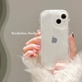 thumbnail image 5 of Wave Pattern Solid Color Cream For iPhone 15 14 13 12 11 Pro Max Mini Transparent Yellow Resistant Couple White Clear Phone Case, 5 of 5