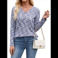 thumbnail image 1 of Blusas de Punto Gofre para Mujer, Camisas de Larga con Cuello en V, Blusas Casuales Elegantes, Conjuntos de Otoño 2025 Negro XXL, 1 of 10