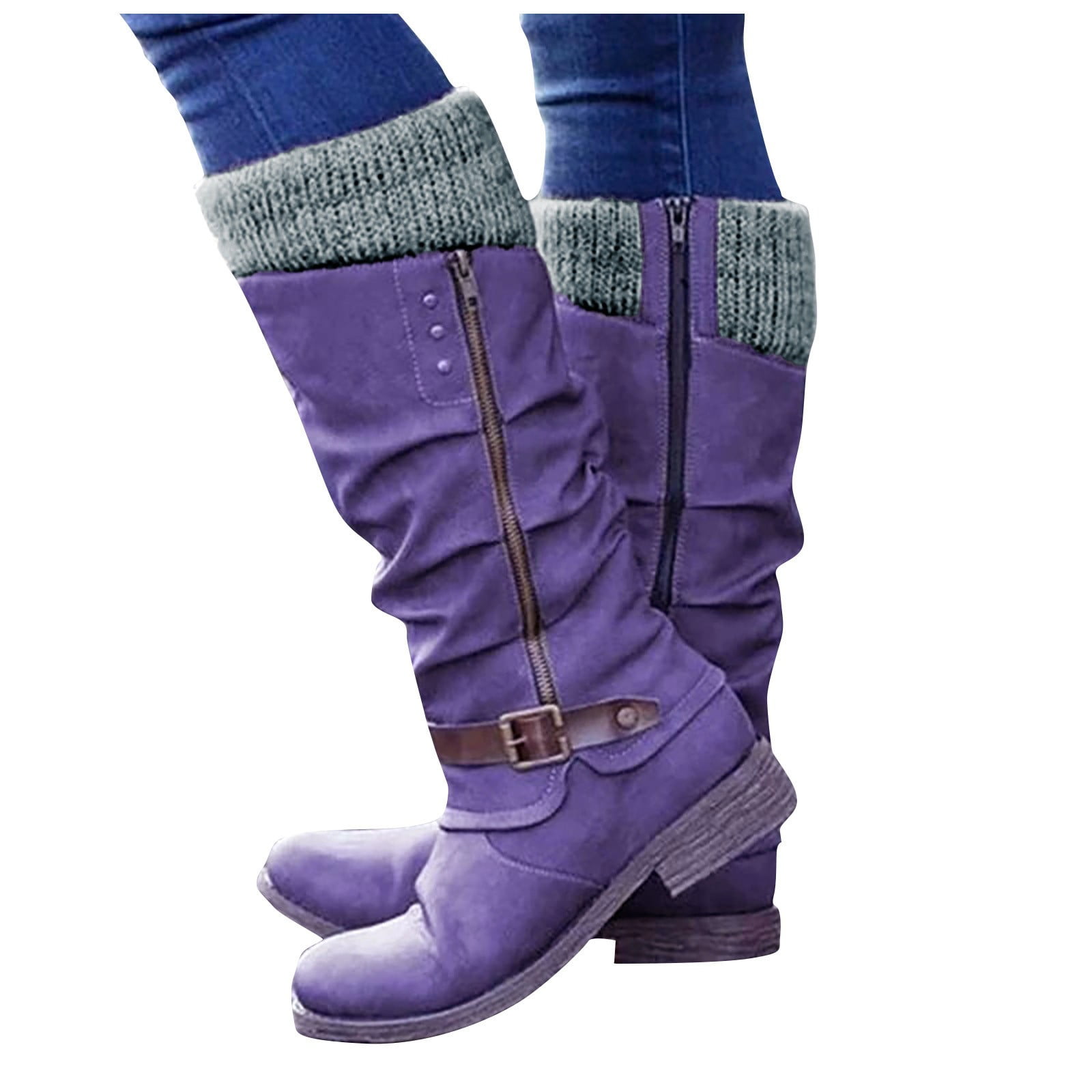 Foraging dimple Womens Shoes Winter and Autumn Belt Buckle Cashmere Warm  Home Snow Boots Green