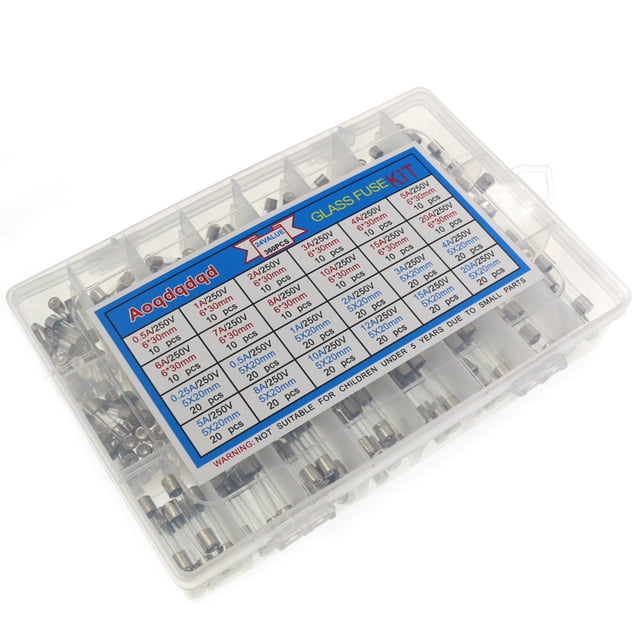 360 Pieces Fast-blow Fuses Household Replacing Accessories Universal Component Protection Electric Component DIY Glass Tube Fuses Kit Replacement