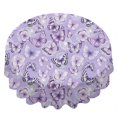 thumbnail image 2 of Butterfly and Dandelion Purple Pattern Round Tablecloth 60"x60", Wrinkle Resistant Wipeable Table Cover for Kitchen Dining Room Picnic Patio and Party, 2 of 6