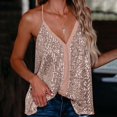 thumbnail image 4 of Afdoent Womens Tops 2025 New V Neck Splice Sequined Strapless Vest Top For Women 2025 Trendy Outfits, 4 of 6