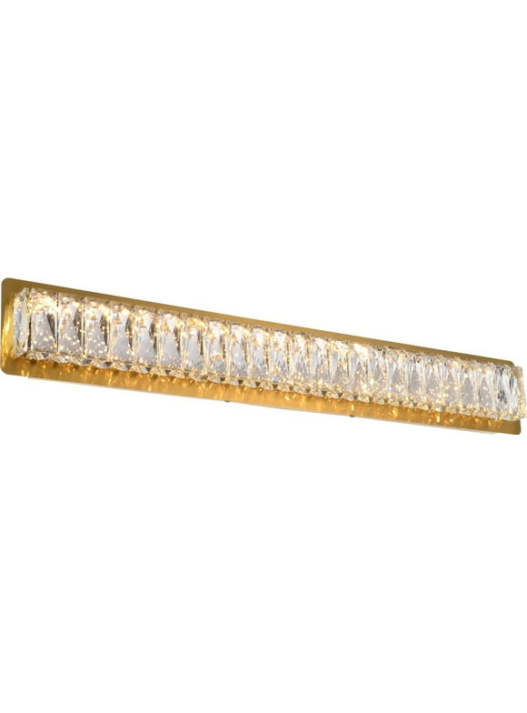 MONROE Wall Light Sconce Transitional Gold Crystal Clear Black Stainless Steel