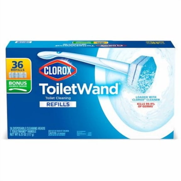 Clorox ToiletWand Disposable Toilet Cleaning System, 1 ToiletWand Handleand 36 Disinfecting Refill Heads