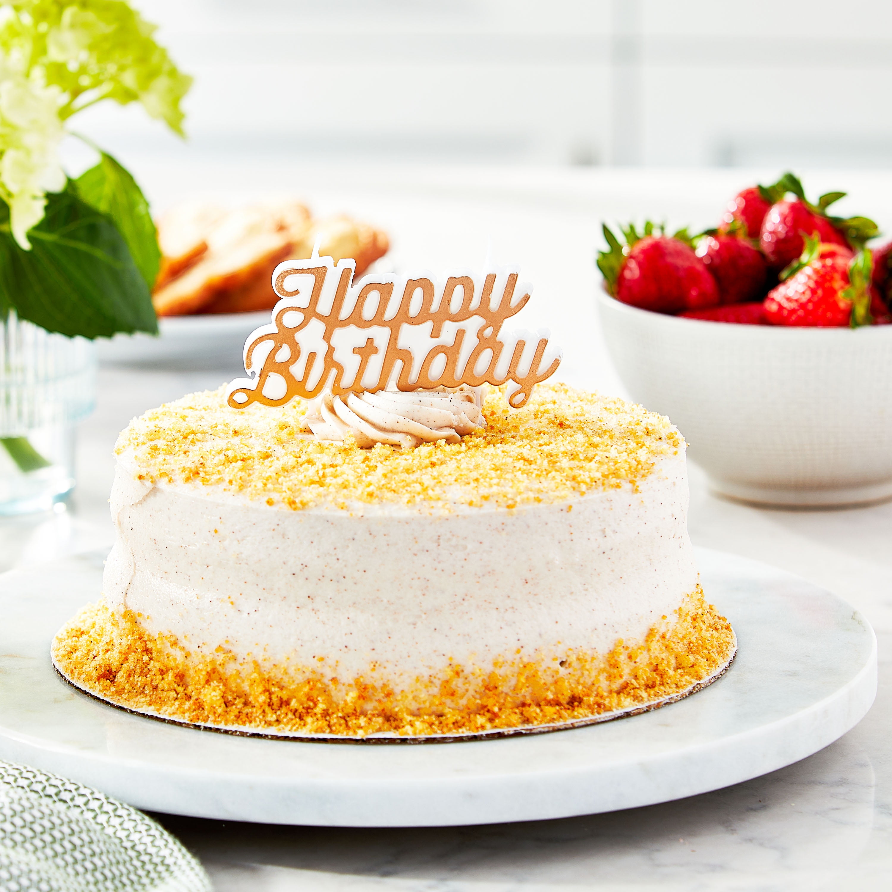 (3 pack) Great Value Happy Birthday Candle, Gold, 1 Count