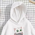 thumbnail image 6 of Wilak Girls Cats Printed Hoodies Sweatshirts Size 2-8, Pullover Long Sleeve Casual Cute Kids Fall Tops White, 6 of 7