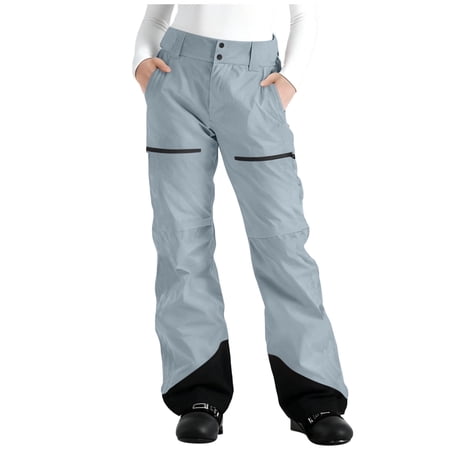 KIHOUT Women s Color Block Pocket Windproof Waterproof Ski Pants - Polyester Sport Snow Trousers (S M L XL XXL XXXL) - Wear Over Fleece Base Layers or as Standalone Hiking Pants