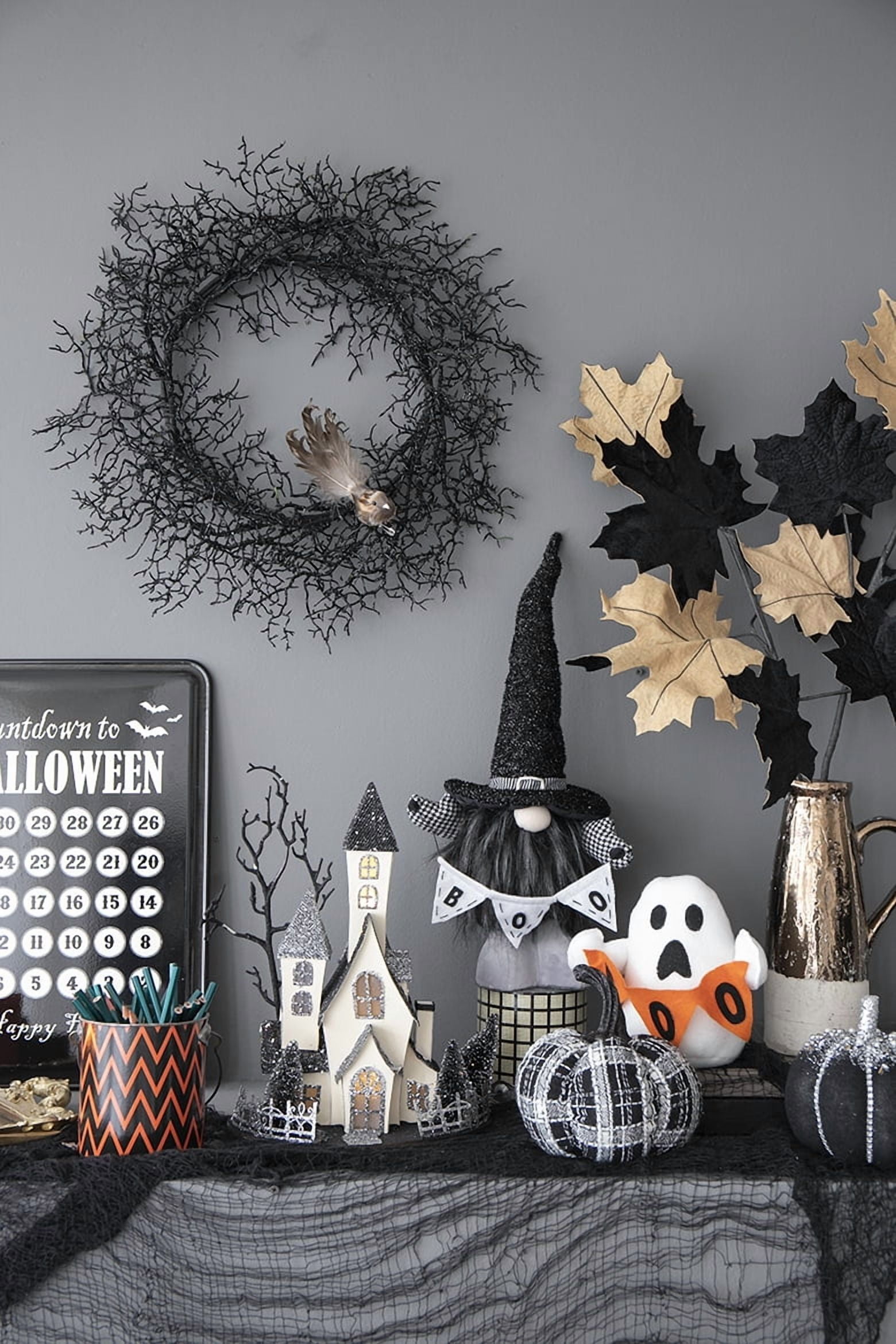 Lighted Cardboard Haunted House Halloween Decor 10x8.3x13.5 Inch Tabletop Shelf Display Centerpiece