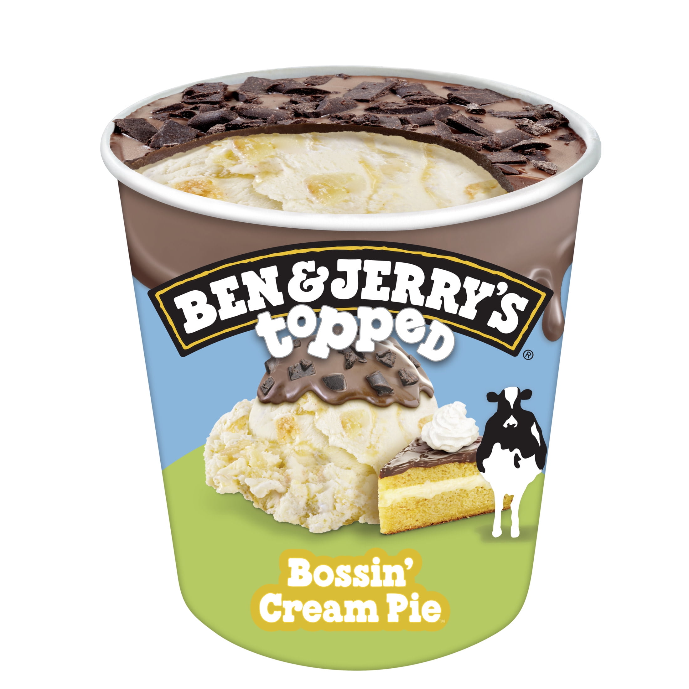 Ben & Jerry's Non-GMO Top Bossin' Cream Pie Ice Cream Free-Range Eggs Kosher Milk, 1 Pint