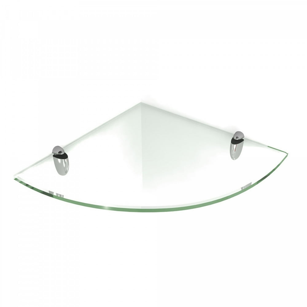 6x6 Inch Floating Glass Shelves (Corner) With Chrome BracketsClear