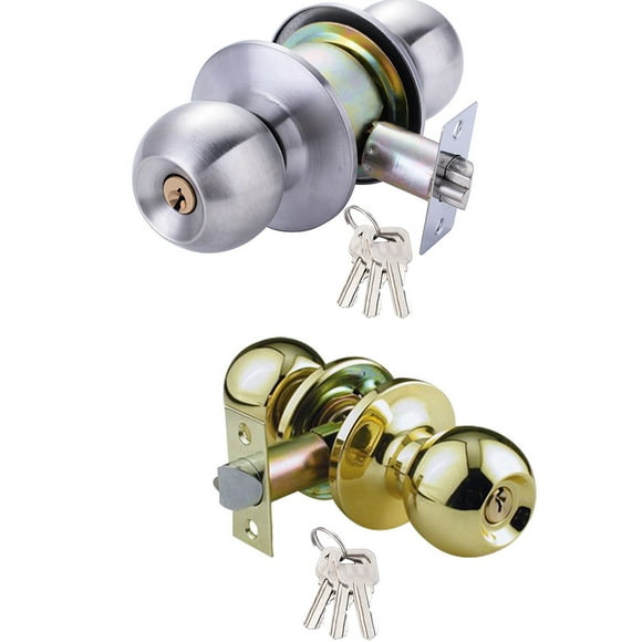 Round Door Handle Knobs Lock Stainless Steel Bedroom knobs lock Living Room Bathroom Entrance Door Lock with Key