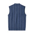 thumbnail image 6 of Vests for Men Cable Knit V-Neck Sleeveless Sweater Button Down Cardigan Fall Winter Business Casual Blue 3XL, 6 of 7