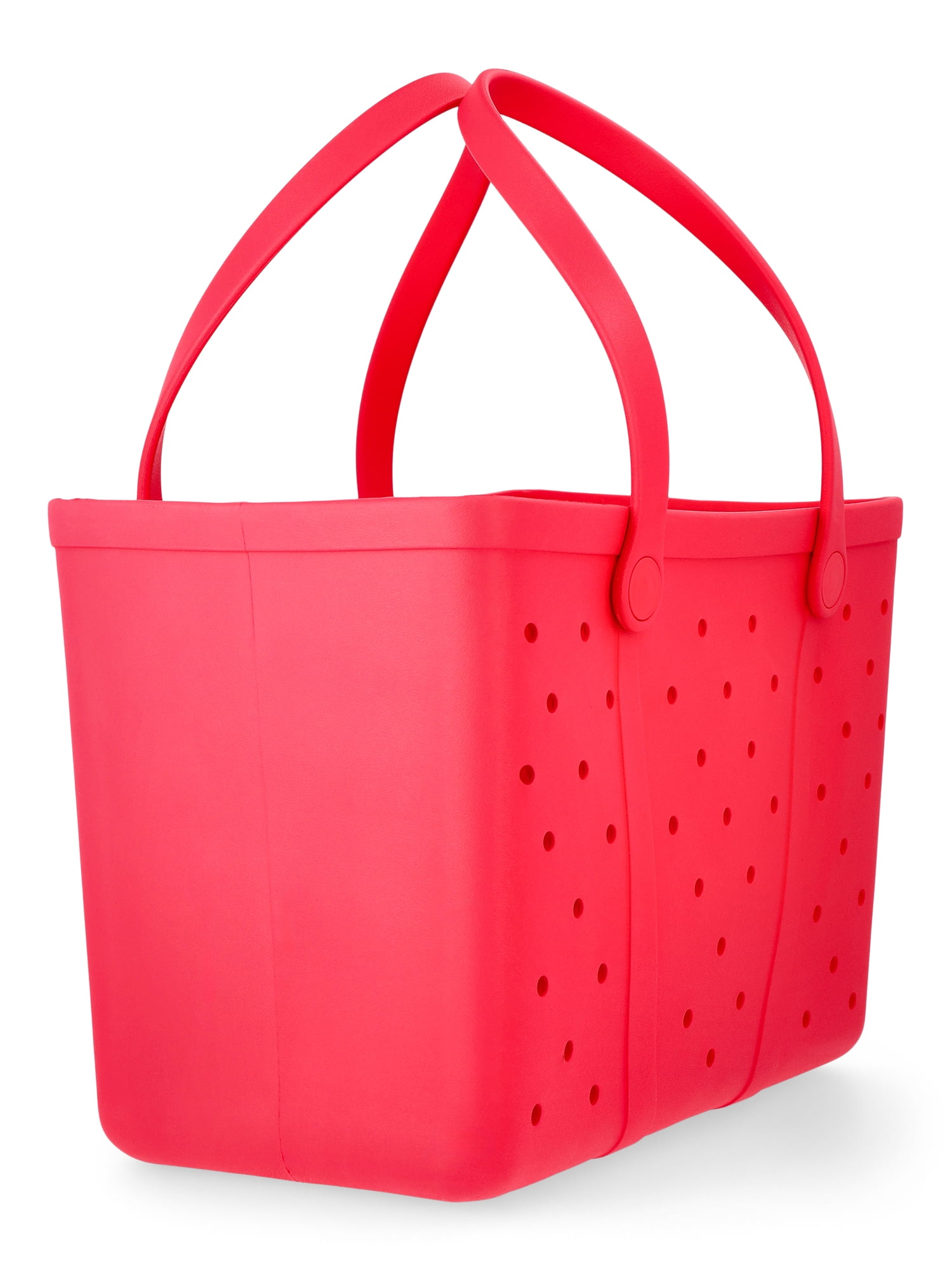 Time and Tru Women's Waterproof EVA Beach Tote Bag, Coral Pink