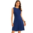 thumbnail image 1 of Vestido de trabajo para mujer Color sólido Sin mangas A-line Flare Vestidos Azul Real XL, 1 of 6