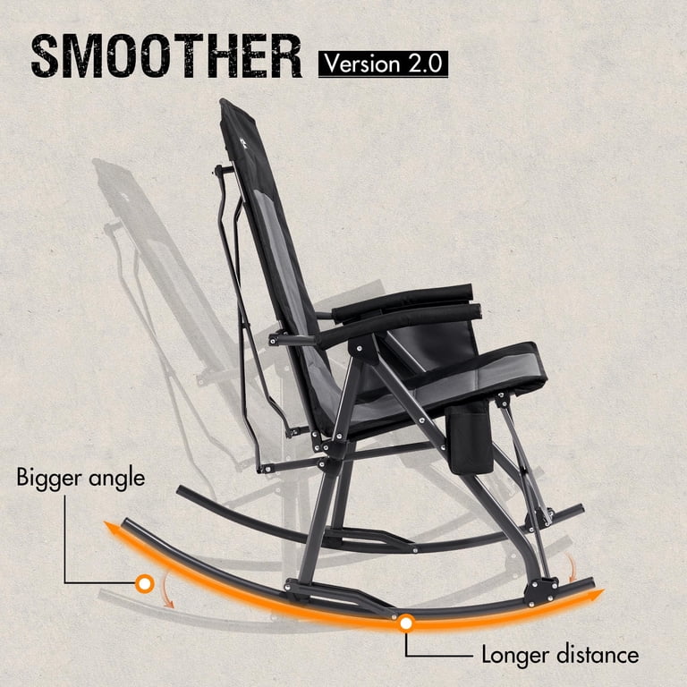 PORTAL Rocking Camping Chair, Portable Folding Black, Supports