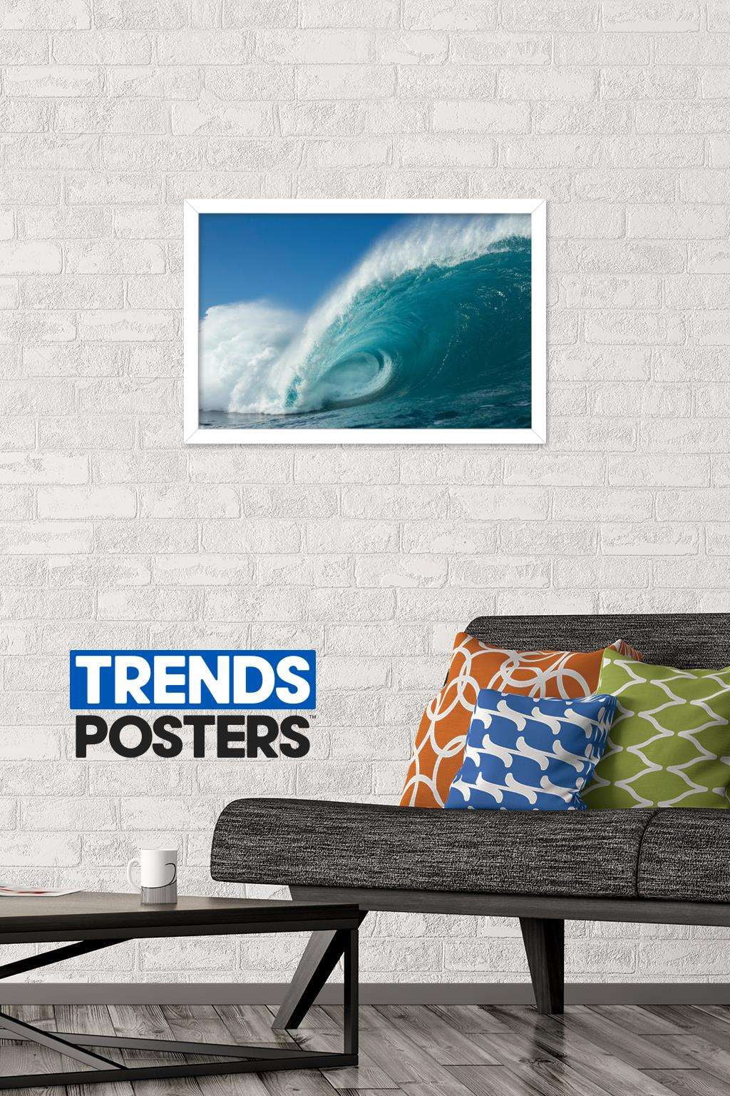 Surfing - Rolling Wave Wall Poster, 14.725" x 22.375", Framed