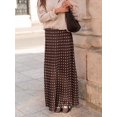thumbnail image 6 of Coffee Brown Polka Dot Satin A-Line Maxi Skirt Flowy Long Skirt, 6 of 8