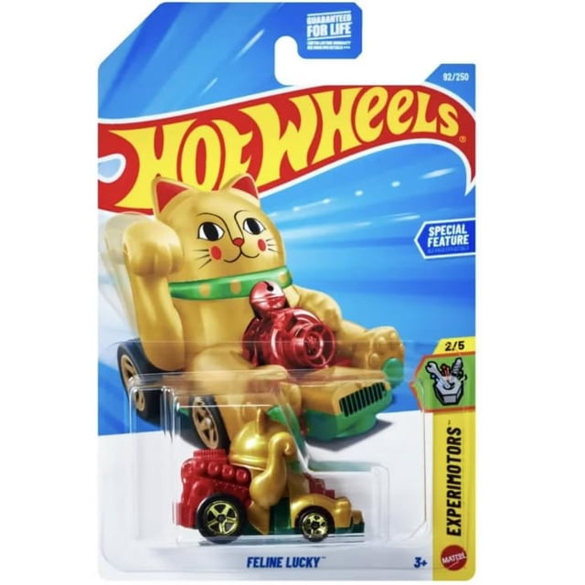 Vehículo de juguete Hot Wheels Feline Lucky Gold Cat a escala 1:64