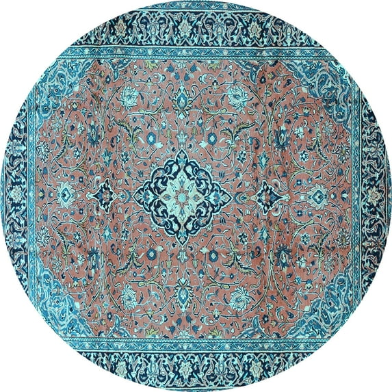 Ahgly Company Indoor Round Persian Light Blue Traditional Area Rugs, 3' Round
