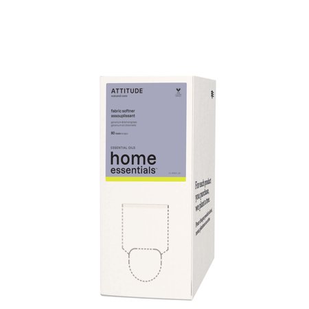 Refreshingly Natural: Attitude Fabric Softener - Plant-Powered, Vegan & Cruelty-Free, 80 Loads, Geranium & Lemongrass, 67.6 Fl Oz