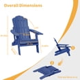 thumbnail image 5 of Boyel Living Folding Adirondack Chair Outdoor Patio Chairs HIPS Adirondack Lawn Deck Chair with Cup Holder for Garden Fire Pit Recliner Weather Resistant Lawn Seating (Navy Blue）, 5 of 8