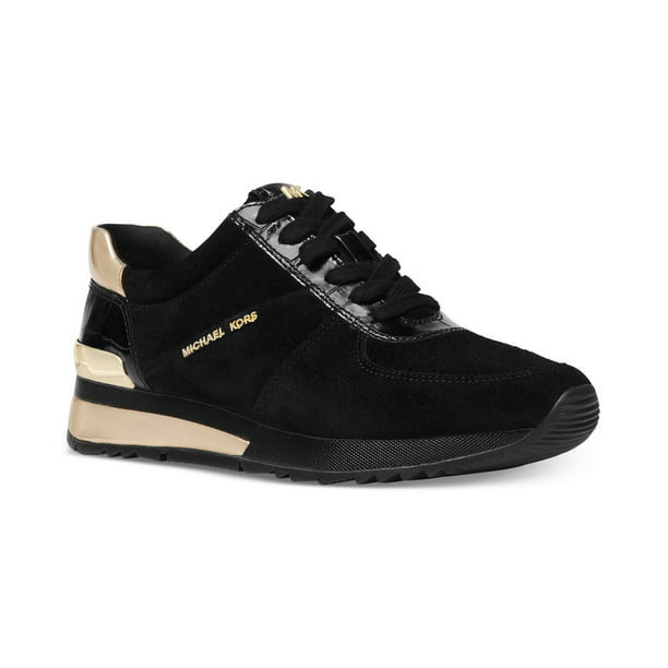 Aunt West Maladroit Michael Kors MK Women's Allie Wrap Trainers Shoes Sneakers Suede Black/Gold  (8) - Walmart.com