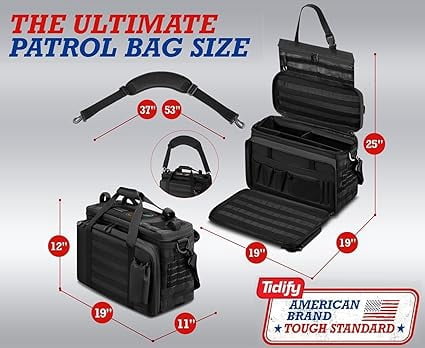Tidify Tactical Police Car Organizer, Patrol Bag with MOLLE, Adjustable Divider for Accessories Storage and Travel Gear