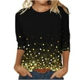 thumbnail image 1 of Blouses pour Femmes T-Shirt Imprimé Manches 3/4 Blouse Col Rond Décontracté, Blouses pour Femmes T-Shirts pour Femmes, Blouses pour Femmes Décontractées, 1 of 4