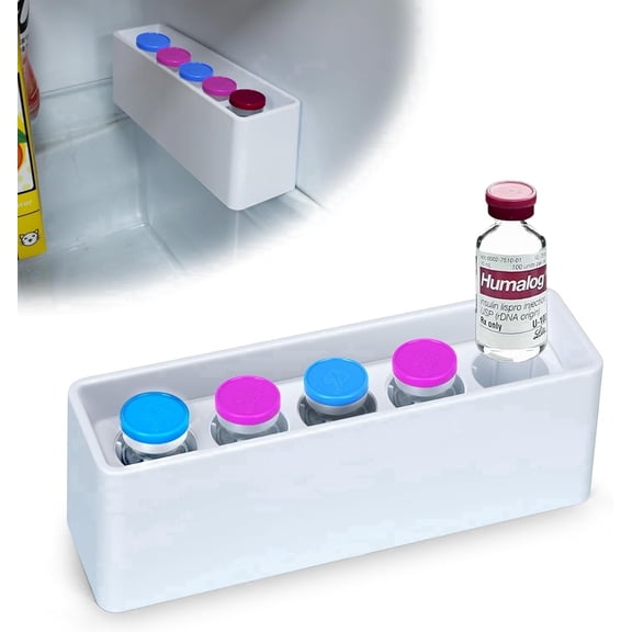 YOUSHARES Insulin Vial Case Fridge Holder - Stackable Storage Caddy Peptide Protector, 5-Slots Diabetes Supplies Organizer Small Bottle Refrigerator Fits Standard 10ml U-100 Vials