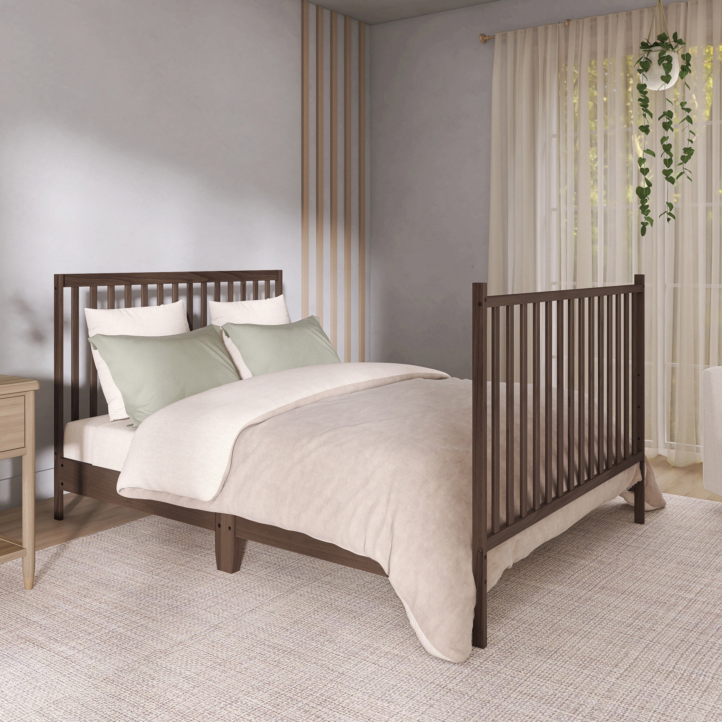 Dream On Me Synergy 5-in-1 Convertible Crib, Greenguard Gold Certified, Smokey Oak