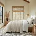 thumbnail image 5 of EVERGRACE Cross Stitch Pre-Washed Cotton Quilt Bedding Set Queen Size, Oversized 3 Pieces Lightweight Bedspread Coverlet for All Season, with 2 Matching Shams, Flax Beige, 92"x96", 5 of 7