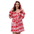 thumbnail image 1 of PEASKJP Womens Robe Soft Light Hotel Bathrobe Cypress, Red XXL, 1 of 5