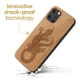 thumbnail image 3 of Case Yard Wooden Case Outside Soft TPU Silicone, Slim Fit Shockproof Wood Protective Phone Cover for Girls Boys Men and Women, Supports Wireless Charging Tribal Lizard Design case for iPhone-11-Pro, 3 of 7