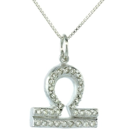 Sterling Silver Zodiac Sign Libra Pendant Necklace, 