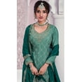 thumbnail image 3 of Pakistani Eid Special Sharara Suits Indian Designer sewn Salwar Kameez Dress ( Teal Green, XS - 36 ), 3 of 6