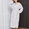 thumbnail image 6 of Bxsruta Womens Plush Hooded Robe Soft Fleece Bathrobe Long Loungewear with Pockets and Belt, 6 of 8