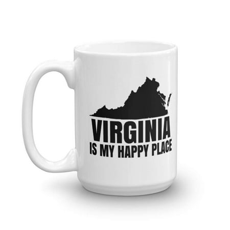 Virginia Is My Happy Place Map Art Print Coffee & Tea Gift Mug, Best Home Décor, Christmas Gifts, Travel Souvenirs, Memorabilia, Kitchen Accessories & Cup Decorations For Men & Women (Best Place To Open A Coffee Shop)